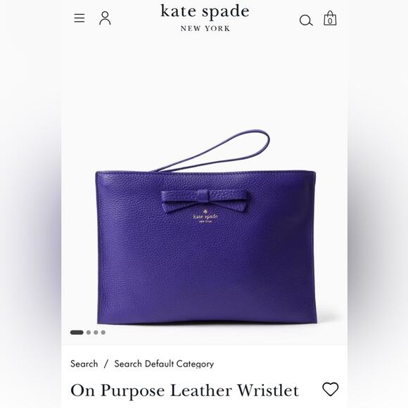 Kate Spade On Purpose pebbled leather zip bow wristlet Rwanda purple blue - Picture 1 of 10